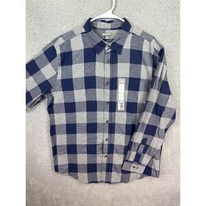 Falls Creek Shirt Mens Large Blue Gray Plaid Flannel Button Up Long Sleeve New